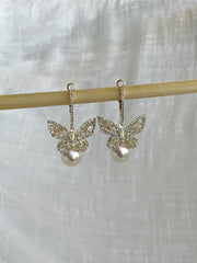 BUTTERFLY & PEARL EARRING