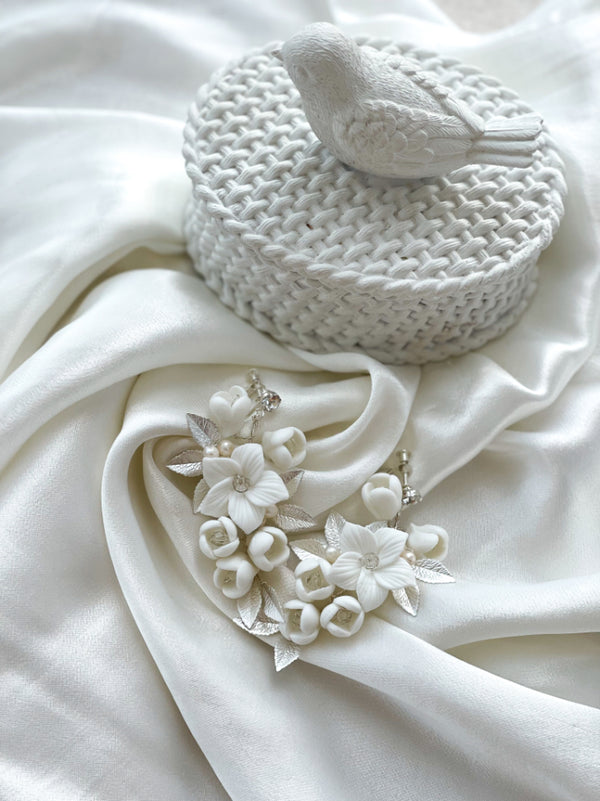 BRIDAL WHITE FLOWER EARRINGS