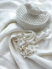 BRIDAL WHITE FLOWER EARRINGS