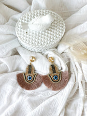 BEIGE BOHO EYE EARRINGS
