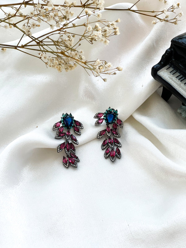 RED LEAF TASSEL EARRINGS