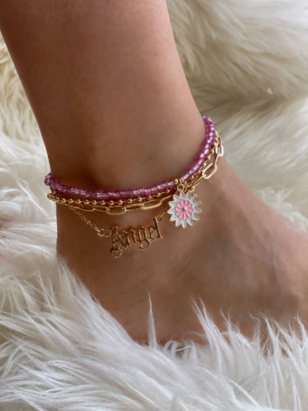 PINK FLOWER ANKLET