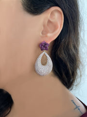 CRYSTAL ROSE DROP EARRING