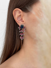 RED LEAF TASSEL EARRINGS